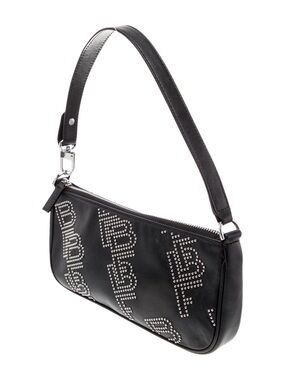 BY FAR Black Studded Shoulder Bag with Silver Accents